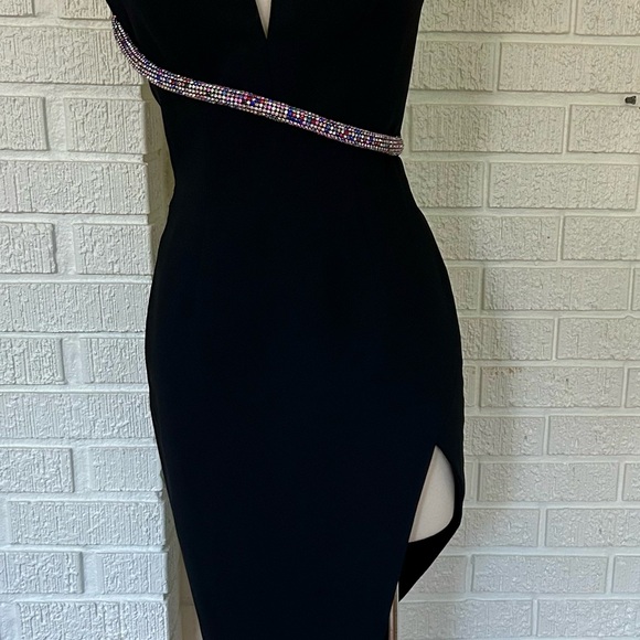 Amanda Uprichard -NWT- Black Strapless rhinestone Asymmetrical Dress - Picture 2 of 9